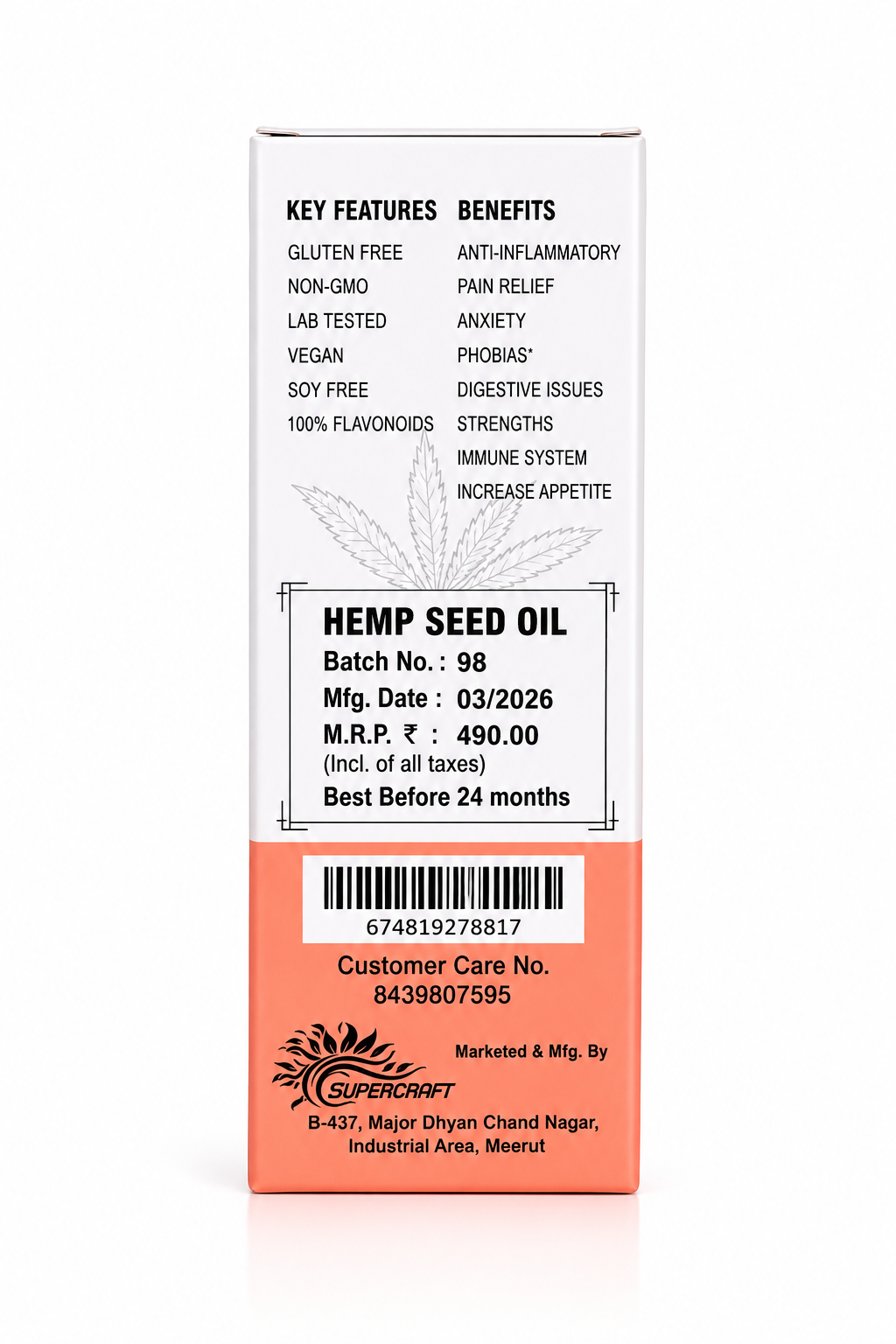 100% Hemp seed oil 30Ml Bottle With Dropper