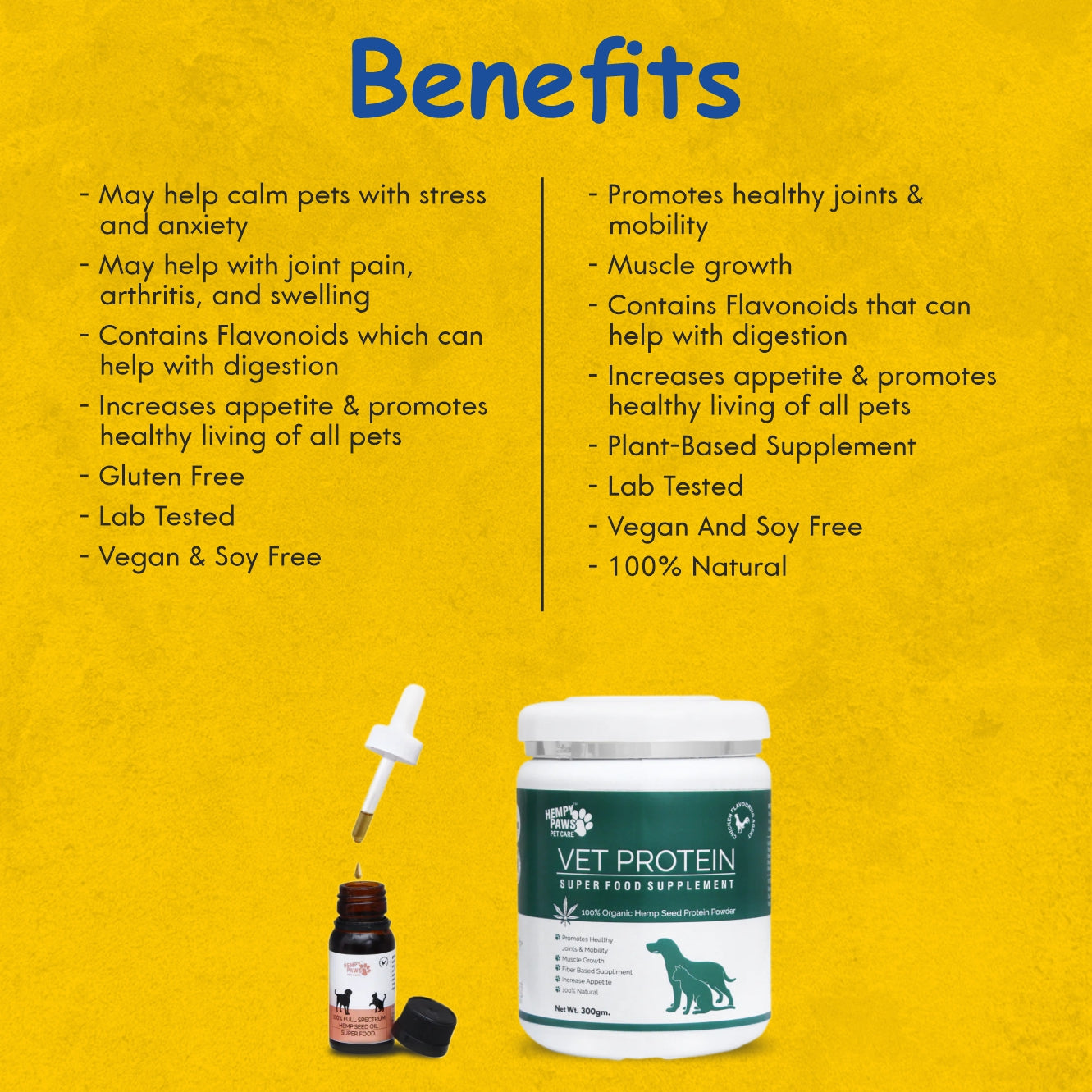 100% natural seed oil + Vet Protein