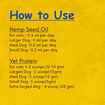 100% natural seed oil + Vet Protein